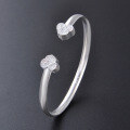 wholesale S990 Silver Chinese-style Women's Simple Open-ended Solid Cloud-patterned Bangle for Mom-0-2
