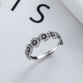 wholesale S925 sterling silver small daisy fashion ring, ins retro vintage flower adjustable open ring, niche design-0-0