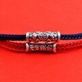 wholesale 925 Sterling Silver Retro "Heavenly Blessings" Character DIY Jewelry Red Cord Bracelet Braided Hand Rope Accessories Tube Sleeve Curved Tube Fittings-0-3