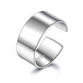 wholesale S925 Sterling Silver Round Geometric Smooth Surface Ring, Fashionable, Unique, Trendy, Minimalist, Versatile, Adjustable Open Ring-0-5
