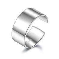 wholesale S925 Sterling Silver Round Geometric Smooth Surface Ring, Fashionable, Unique, Trendy, Minimalist, Versatile, Adjustable Open Ring-silver