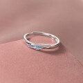 wholesale S925 Sterling Silver Resin Blue Ring Ins Style Minimalist Design Elegant and Sophisticated Jewelry R01077-0-2
