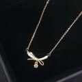 wholesale 925 Sterling Silver Bow Necklace Double Layer Summer Luxury Niche Design Stackable Collarbone Chain New-0-2
