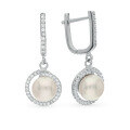 wholesale S925 Sterling Silver Micro-Inlaid Zircon and Pearl Shell Bead Circular Hoop Ear Clasp, Minimalist and Luxurious Elegant Earrings-0-4