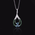 wholesale S925 Sterling Silver Fresh, Sweet, and Natural Topaz Necklace with Diopside and Amethyst Pendant, High-End Jewelry-0-2