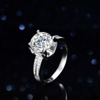 S925 Silver Classic Bull Head Ring with 3ct Moissanite-3 carats (empty setting)  Size 18