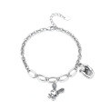 wholesale S925 Silver Retro Vintage Cute Rabbit Luck Inlaid Diamond Trendy Design Versatile Bracelet for Women-0-4
