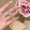 wholesale S925 Sterling Silver Fairy Cherry Blossom Pink Key Pendant Necklace Light Luxury Collarbone Sweater Chain Gift for Women Small Design Sense-0-0