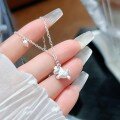 wholesale  925 Sterling Silver Year of the Horse Necklace for Women, Pure Silver Yaoyao Wooden Horse Pendant, Light Luxury Niche Collarbone Chain-0-2