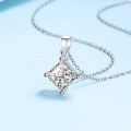wholesale PT950 platinum-plated S925 silver square moissanite pendant necklace for women, Valentine's Day gift-0-1