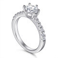 wholesale S925 Sterling Silver Simple Zircon Classic Six-Prong One-Carat Ring for Women, Pure Silver European and American Fashion Best-Selling Wedding Ring-0-4