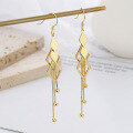 wholesale S925 Sterling Silver Korean-style New Geometric Hollow-Out Tassel Drop Earrings, Trendy and Versatile Long Pendant Earrings-0-2