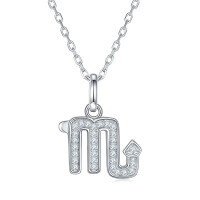 wholesale S925 Silver New Classic Twelve Zodiac Signs Series Pendant with D Color Moissanite, Unisex Necklace-Scorpio (0.15ct)  925 silver