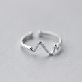 wholesale S925 Silver Heartbeat Ring, Love ECG Ring, Wave Adjustable Opening Viral Ring J0460-0-1