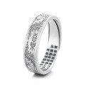 wholesale S925 Sterling Silver Vintage-Inspired "Peace and Joy" Meaningful Creative Design Adjustable Open Ring Versatile Band-0-7
