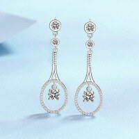 wholesale S925 Sterling Silver Moissanite Earrings for Women, Tassel Long Drop Earrings, Versatile and Stylish Elegant Ear Drop, Ready for Wholesale-1 carat moissanite (50 points per piece)  925 silver