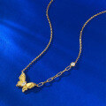 wholesale S925 Gold-Plated Silver Vintage Plant-Inspired Brushed Dreamy Butterfly Necklace, Fashionable and Versatile with a High-End Feel-0-1