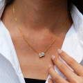 14K Gold Plated 925 Sterling Silver Moissanite Round Pendant Necklace-0-1