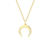 wholesale 925 Sterling Silver Vintage Minimalist Crescent Pendant Necklace For Women, Small Batch, European And American Minimalist Style, Ready Stock-A2871-Gold 925 Silver