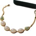 wholesale 925 Silver Natural Hetian Jade White Jade "Qing Shui" Gourd Bracelet with Enamel Accents and White Jade Cabochon Bracelet-0-4