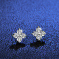 S925 Silver Four-Leaf Clover Earrings with Moissanite-0-4