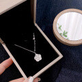 wholesale 925 Sterling Silver Bling Floral Ice Pendant Necklace, Minimalist Statement Collarbone Chain for Valentine's Day Gift-0-1