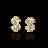 Sterling Silver Earrings with Moissanite, Bitcoin Design, Export Quality-Set with moissanite (gold)  925 silver