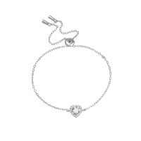 wholesale S925 Sterling Silver Minimalist Stylish and Luxurious Moissanite Bracelet for Women, Small Niche Design Heart-shaped Jewelry Wholesale-50-point (Moissanite) bracelet 925 silver