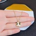 wholesale S925 Sterling Silver White Mother-of-Pearl Little Panda Necklace for Women, Small-scale Design Mascot, Lovely Cartoon Collarbone Jewelry-0-3