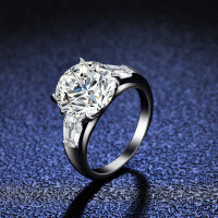 S925 Silver 5ct Moissanite Double Row Solitaire Ring-5 carats (empty setting)  Size 18