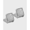 wholesale S925 Sterling Silver Korean Version Ins Small Geometric Rectangle Inlaid Natural Crystal Texture Stud Earrings for Women-0-0