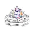 wholesale S925 Sterling Silver 2-Carat Pear-Shaped Moissanite Ring Set for Women, High-End Silver Jewelry Wholesale-0-11