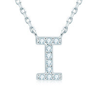S925 Sterling Silver Necklace with Moissanite Pendant, Unisex Classic Style, Clearance Shipping Included.-Letter I Necklace [Moissanite]