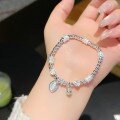 wholesale 999 Pure Silver Women's Lucky Charm Beaded Bracelet DIY Design Bangle Versatile Luxe Fine Jewelry One-Piece Drop Shipping-0-1