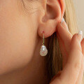 wholesale Sterling Silver Irregular Geometric Cultured Freshwater Pearl Earrings for Women,-0-3