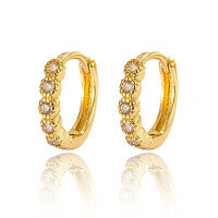 wholesale S925 Sterling Silver Micro-Inlaid Zircon Circle Hoop Earrings with Geometric and Trendy Niche Design-Gold>925 silver