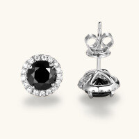wholesale S925 Sterling Silver Amazon Best-Selling Black Moissanite Stud Earrings with Hip-Hop Trendy Design and Premium Feel Wholesale-White>0.8 carat+0.8 carat