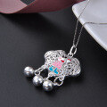 wholesale S990 Sterling Silver Creative Cartoon Children's Jewelry Cute Pig Pendant Necklace Full Moon Gift Wholesale-0-3