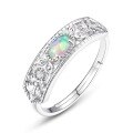 wholesale S925 Sterling Silver Cross-Border TikTok Live Stream Source Fashionable and Versatile Synthetic Opal Ring Niche Design Wholesale-0-4