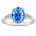 wholesale S925 Sterling Silver Cross-Border Wholesale 3-Carat Oval Moissanite Ring for Women, European and American Oval Ring Silver Jewelry Light Luxury-0-8