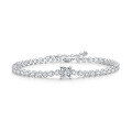 wholesale S925 gold-plated silver bracelet with princess-cut moissanite, simple and versatile elegant jewelry, simulated diamond gift-0-4
