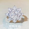 wholesale Metal Material Moissanite Ring Colored Moissanite 25 Carat D Color Diamond Ring Wholesale HW European and American Fashion Sunflower Elegant Ring-0-0