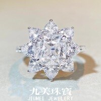 wholesale Metal Material Moissanite Ring Colored Moissanite 25 Carat D Color Diamond Ring Wholesale HW European and American Fashion Sunflower Elegant Ring-MS012-2.5 carats (Moissanite)  7