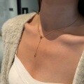 wholesale 925 Sterling Silver Cross-Border Hot-Selling Women's Necklace, Minimalist Double-Layer Ins-Style Personalized Chain Tassel Teardrop Design-0-3