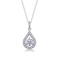 S925 Silver Moissanite Pendant Necklace, Elegant and Luxurious-Moissanite 6.5mm/1 carat  925 silver (40+5cm)
