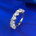 wholesale 925 Silver Diamond-Embedded Heart-Shaped Stack Ring Index Finger Ring with Minimalist Design, Exuding Korean and Japanese Elegance for Women-0-2