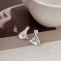wholesale S925 sterling silver trendy asymmetrical twisted earrings for women, Korean-inspired new small designer ear accessories-0-4