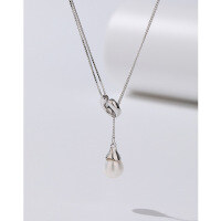 wholesale 925 Sterling Silver Freshwater Pearl Necklace for Women, Light Luxury Autumn Winter Small Pendant Collarbone Chain with High-End Sense Tassel Sweater Chain-Freshwater Pearl Necklace 925 Silver