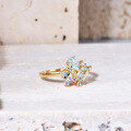 wholesale S925 Sterling Silver Small Fresh Natural Topaz Ring Gemstone Ring Fairy Style Gold Color Women's Ring-0-3