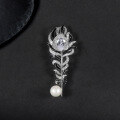 wholesale S925 silver new stylish high-end designer brooch with retro luxury gemstone and shell pearl inlays-0-0